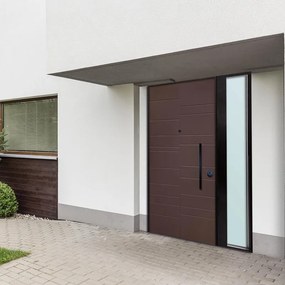 Porta blindata MASTER Halo con doppio vetro L 80 x H 210 cm in PVC bianco, apertura spingere a sinistra, falso telaio incluso