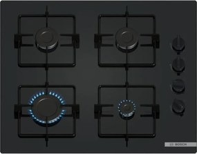 Piano cottura a gas - BOSCH Serie 2 - 4 fuochi - 52 x 59 x 5,4 cm - POP6B6K30 - Nero