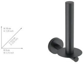 WENKO 24262100-Portarotolo per carta igienica BOSIO BLACK 8x18 cm acciaio inossidabile/argento