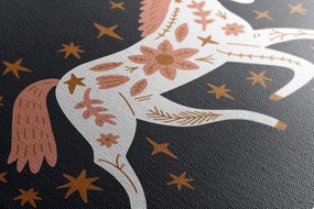 Stampa su tela – Unicorno fiabesco in stile folk