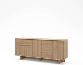 Cassettiera di colore naturale con effetto rovere 180x76x45 cm Carpi – Marckeric