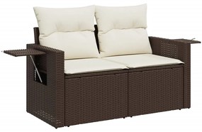 Set divano da giardino 6 pz con cuscini marrone in polyrattan