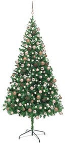 Albero di Natale Preilluminato con Palline 180-210 cm 564-910 Rami, Albero di Natale Preilluminato Palline Bianco 210 cm 910 Rami IV