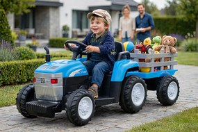 Trattore Elettrico per Bambini 12V con Rimorchio Blu...