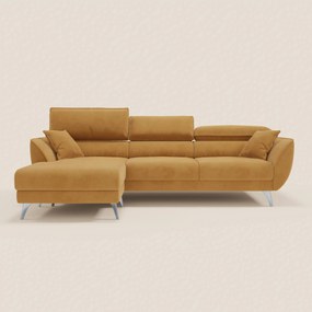 Michelangelo Divano Angolare con Penisola e Sedute Estensibili - Poggiatesta reclinabili in raffinato tessuto smacchiabile effetto vellutino T30