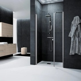 Porta doccia pieghevole Glam L 50 x H 200cm, Sp. 6 mm in vetro vetro senza finitura / trasparente profilo cromo