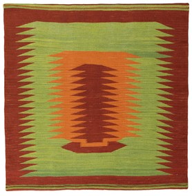 Kilim Tappeto persiano 100x100 Verde (Iran) Tessuto A Mano