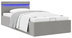 Giroletto Con Contenitore E Led Grigio Chiaro Tessuto 100x200cm /