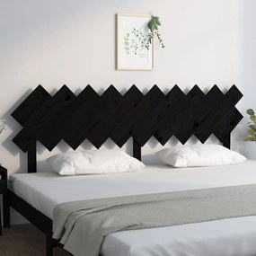 Testiera per letto nera 196x3x80,5 cm in legno massello di pino