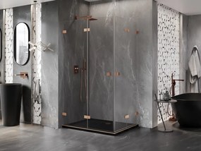 Mexen Lunar-F Duo cabina doccia pieghevole 100 x 80 cm, trasparente, rame spazzolato - 836-100L-080P-65-00