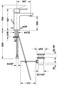 Duravit DC1023001010 - Miscelatore per lavabo + piletta di scarico D-CODE cromo lucido
