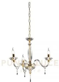 Lampadario fiamma/3 cristallo e oro 3 luci attacco e14 d.60cm