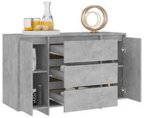 Credenza con 3 cassetti grigio cemento 120x41x75 cm truciolato