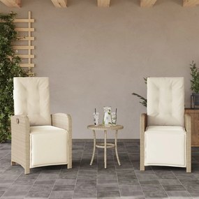 Sedie da giardino reclinabili 2 pz con poggiapiedi polyrattan