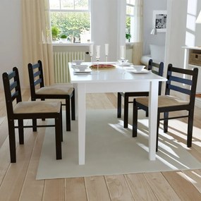 Sedie Da Pranzo 4 Pz Marroni İn Massello Di Hevea E Velluto /
