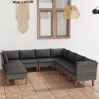 Set Divani da Giardino 9 pz con Cuscini in Polyrattan Grigio cod mxl 36237