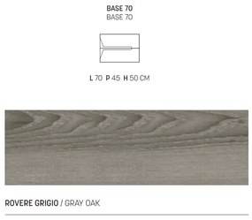 Mobile sospeso bagno HAITI 70 cm 2 cassetti Rovere Grigio