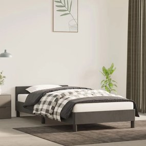 Giroletto Senza Materasso Grigio Scuro 90x200 Cm Velluto /