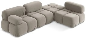 Divano angolare componibile beige (con penisola a destra) con rivestimento in velluto Lokua – Makamii