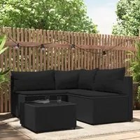 Set Divani da Giardino 4 pz con Cuscini Nero in Polyrattan 319781