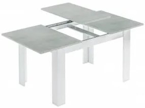 Tavolo allungabile Dalice, Consolle estensibile per sala da pranzo, Tavolo apribile da cucina con prolunga, 140/190x90h78 cm, Cemento e Bianco