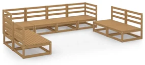 Set divani da giardino 8 pz miele in legno massello di pino