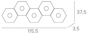 Plafoniera Moderna Hexagon Metallo Grigio 5 Luci Led 12X5W