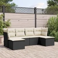 Set Divano da Giardino 6 pz con Cuscini Nero in Polyrattan 3218006