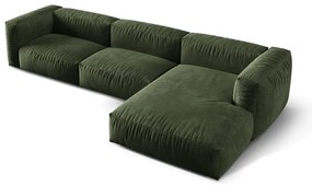 Divano angolare componibile verde (con penisola a destra/con chaise lounge) con rivestimento in velluto Martina – Micadoni