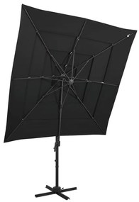 Ombrellone A Sbalzo A 4 Livelli Palo Alluminio 250x250 Cm Nero /