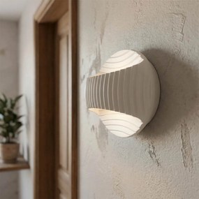 Applique Tonda da Parete 2xG9 Rigata in Gesso Pitturabile