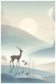 Quadro su tela – Nebbia del mattino e pace nella valle del bosco