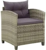 Sedia da Giardino con Cuscini in Polyrattan Grigio 316872