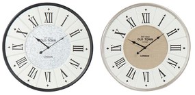 Orologio da Parete DKD Home Decor Grigio Beige Ferro Legno MDF (2 pezzi) (60 x 5 x 60 cm)