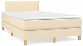 Letto a molle con materasso e led crema 120x190 cm in tessuto