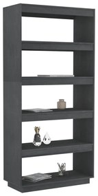 Libreria/divisorio grigio 80x35x167 cm in massello di pino