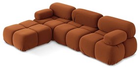 Divano angolare componibile arancione con rivestimento in velluto Lokua – Makamii