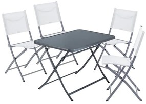 Set tavolo e sedie Emys NATERIAL in acciaio bianco per 4 persone