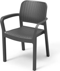 Sedia Da Giardino Impilabile Con Braccioli In Resina Effetto Intrecciato Bella Keter Graphite