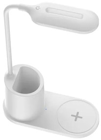 Lampada da tavolo LED LED/3W/5V con caricatore wireless bianco