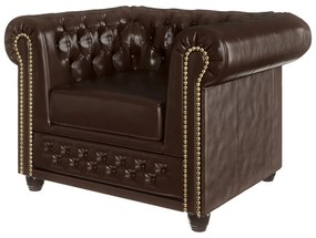 Poltrona in similpelle marrone scuro York - Ropez