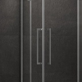 Kamalu - Box doccia angolare 80x140 doppio battente finitura acciaio spazzolato | KT1000AS