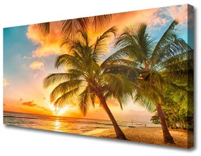 Foto quadro su tela Paesaggio del mare della palma 100x50 cm