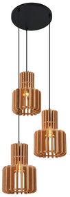 Lampada a sospensione retrò nera con arancione 3 luci - Felt