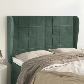 Testiera Ad Orecchio Verde Scuro 147x23x118/128cm İn Velluto /