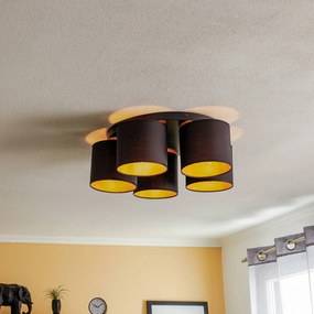 Luminex Plafoniera Jovin con cinque paralumi nero/oro