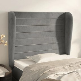 Testiera Ad Orecchio Grigio Chiaro 83x23x118/128 Cm İn Velluto /