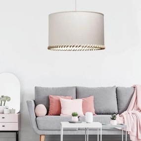 Lampadario Natura Pittore bianco paralume beige e crema e grezzo E27 Ø38cm