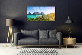 Quadro acrilico Paesaggio degli alberi del mare delle montagne 100x50 cm