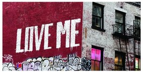 Stampa su tela New York murales love me, bianco e nero 140 x 70 cm